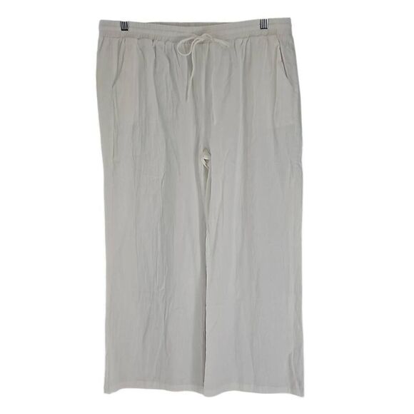 White elastic drawstring pants, slacks. Size XXL. - Picture 1 of 7